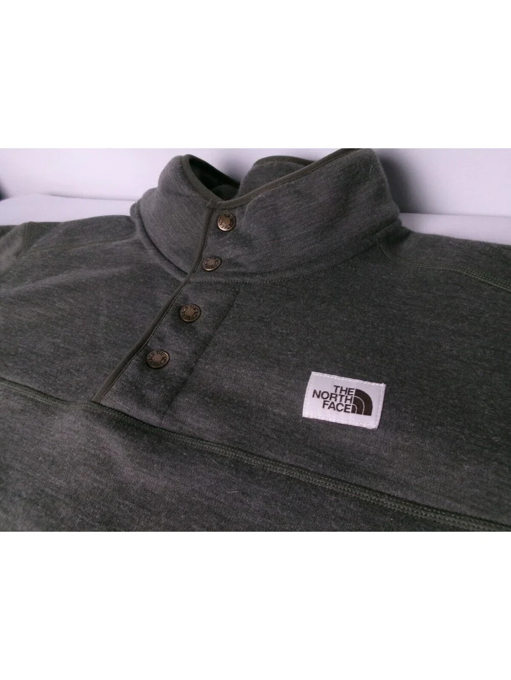 The North Face Sherpa Lined Snap Neck Pullover Jacket Olive Green XXL
